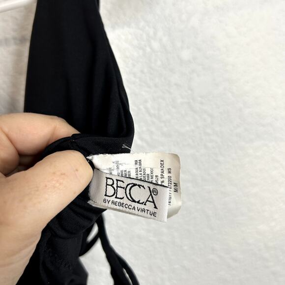 Becca Women's Electric Current Macrame One Piece Swimsuit Size Medium Black - Picture 4 of 6